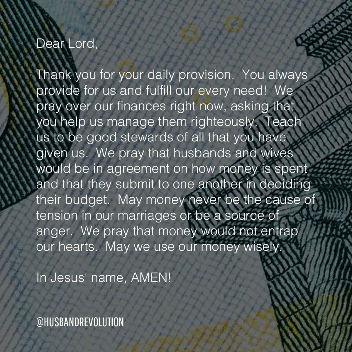 prayer for hearts and minds for finances